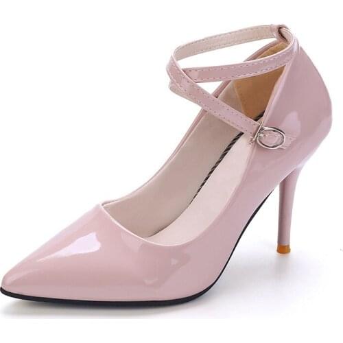 2021 spring and autumn womens Pumps Pointed heels Shallow mouth with Wedding shoe Ankle strap Single shoe Club shoes