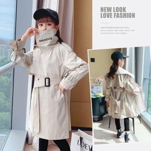 Girls British Trench Windbreaker 2021 New Teeb Kids Long Suit Jacket Spring Autumn Childrens Coat Turtleneck topTrench