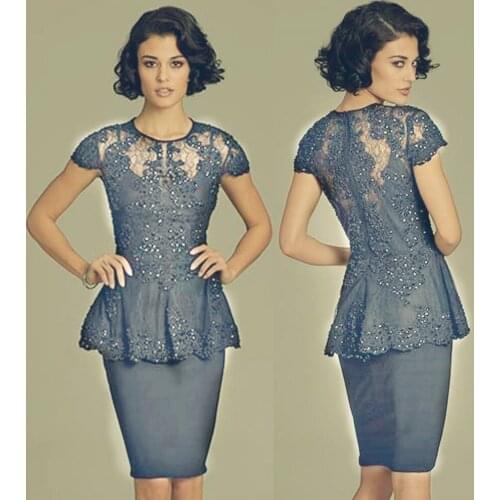 Vestidos de novia madrinha de casamento elegant 2019 farsali dinner lace appliques cheap short Mother of the Bride Dresses