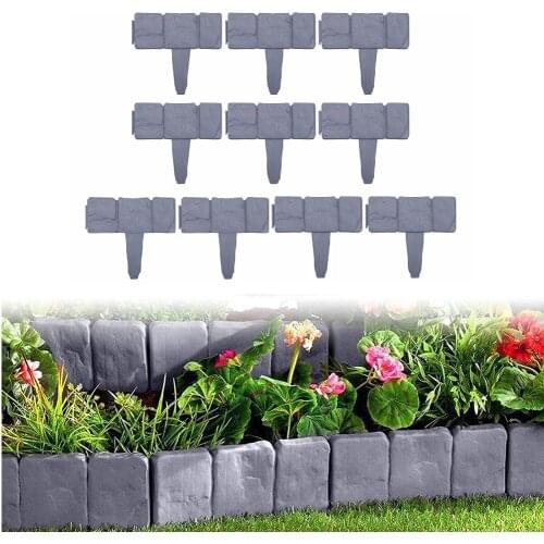 10pcs/ Set Garden Fence DIY Plastic Lawn Edging Plant Border Flower Fence Garden Imitation Stone Fence Decorative Landscape