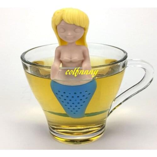 10pcs/lot Free shipping Mermaid style Tea Strainer Teapot Silicone Tea Infuser Filter Drinkware tool
