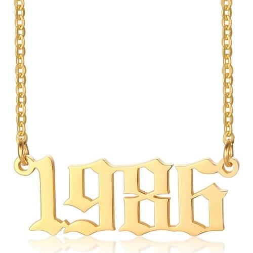 1985-2004 Stainless Steel Year Number Necklaces Pendants Women Men Gold Long Chain Male Female Fashion Jewelry Necklace