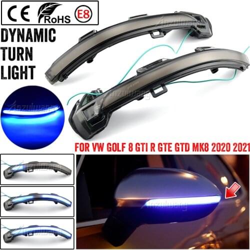 2PCS Dynamic Turn Signal Lights LED Side Mirror Indicator Blinker Light for Volkswagen VW Golf 8 MK8 2020 2021