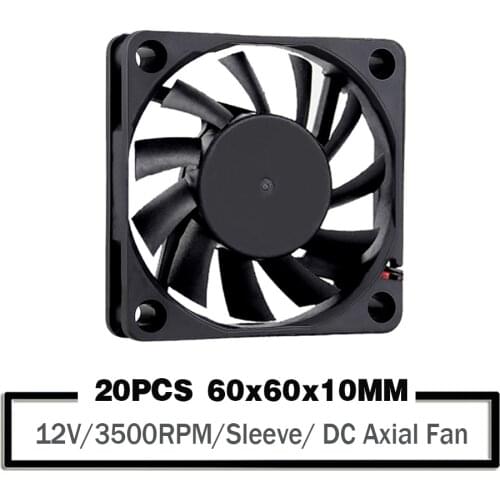 20PCS YOUNUON 60mm 6cm 60 x 10mm 2Pin DC 12V Sleeve Bearing Cooling Fan Motor