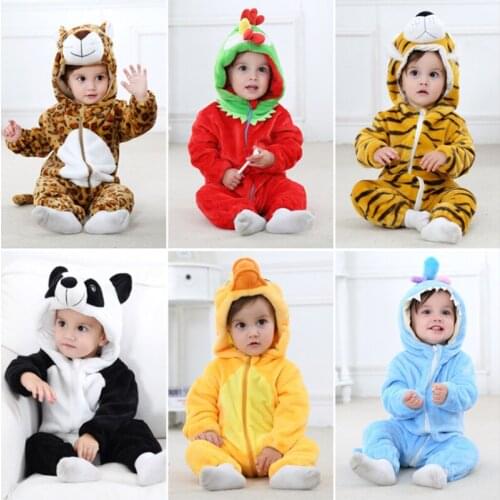 2018 New Autumn Winter Baby Boy Girl Romper Baby Clothes Cartoon Pajamas Warm Animal Babies Romper New Born Baby Romper