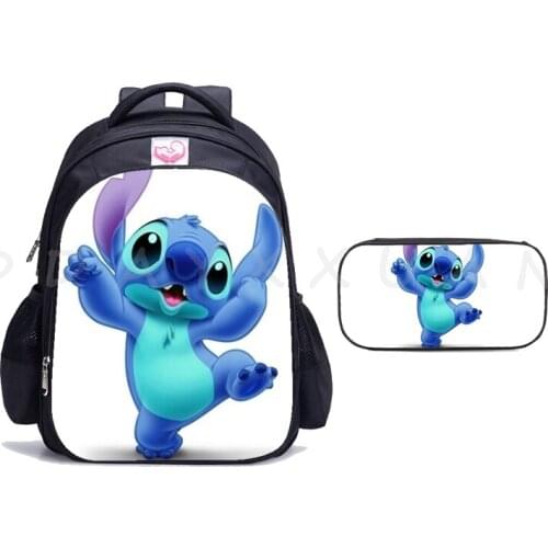 3Pcs/Set Stitch Backpack Large Capacity Travel Backpack School Shoulder Bag Pencil Case Students Back to School Rucksack