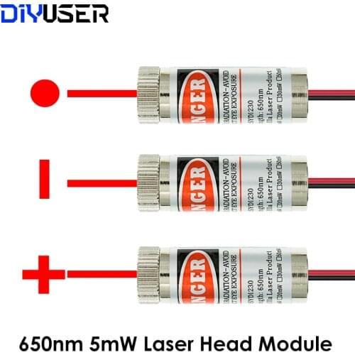 650nm 5mW Red Point / Line / Cross Laser Module Head Glass Lens Focusable Industrial Class