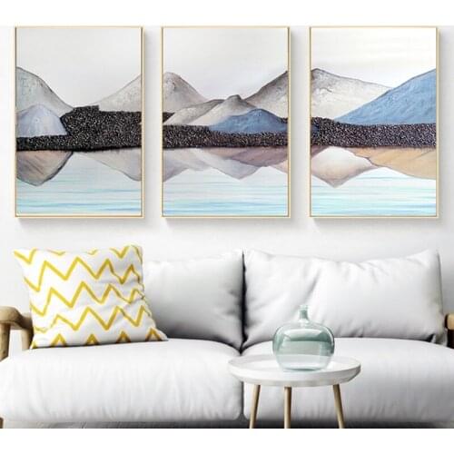 Abstract Mountain Lake Landscape Picture Nordic Home Art Canvas Painting Scenery Living Room Bedroom Wall Posters and Prints