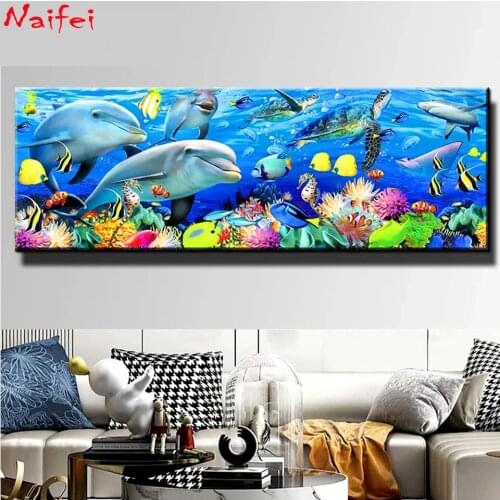 Diamond Landscape 5d diy diamond painting Underwater World Dolphins embroidery full square round diamond mosaic,Wall Art