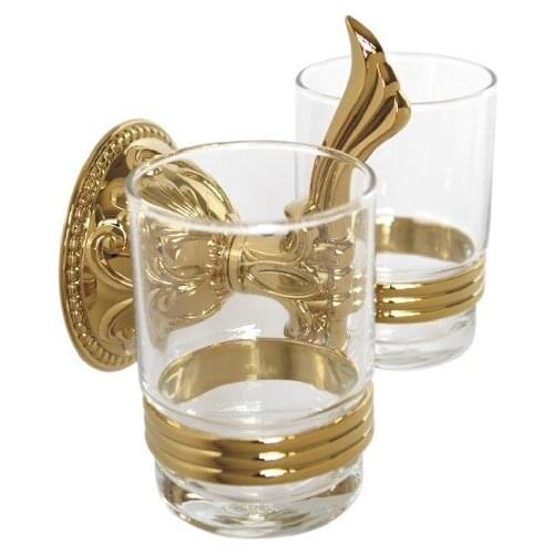 Free ship Ti-PVD gold Finish TUMBLER HOLDER DOUBLE CUP HOLDER
