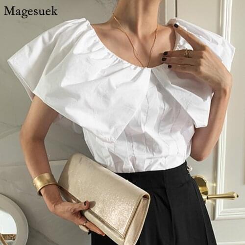 Summer New Solid Cotton Shirt Women Short Sleeve Loose White Blouses Women Casual Fashion Office Lady Tops Female Clothing 15896