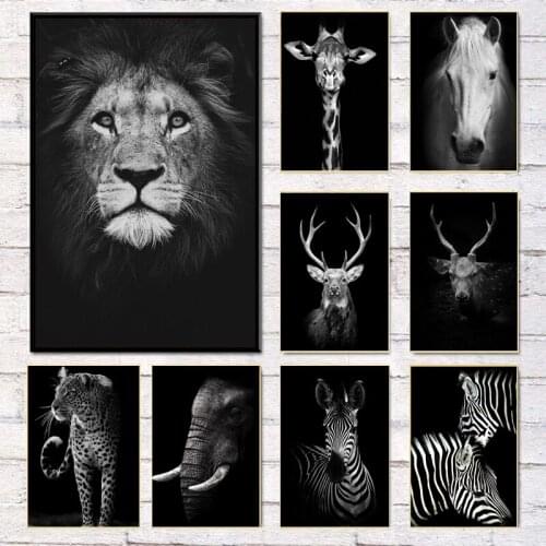 Animals In The Dark Black and White Aesthetics Canvas Paintings Wall Art Pictures Posters and Prints for Living Room Home Decor