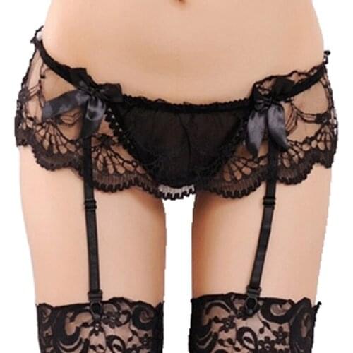 Sexy Garter Hollowed-Out Lace Mesh Gauze Ultra-Thin Perspective Belt Sexy Stockings Anti-Slip Size Socks Clip