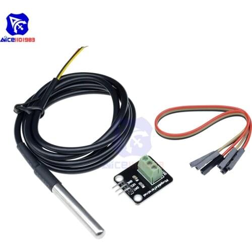 DS18B20 Digital Waterproof Temperature Sensor Module Kit Stainless Steel Probe For Arduino Plugable Terminal Adapter 100CM Cable