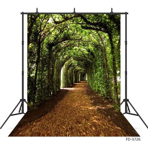 Trees Pathway Fallen Leaves Photo Backdrop Vinyl Cloth Background for Portrait Children Baby Pets Photobooth Photography Props