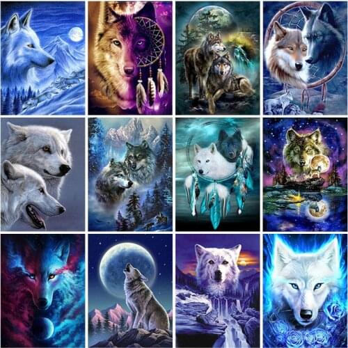 DIY Wolf 5D Diamond Painting Full Square/Round Drill Resin Animal Diamont Embroidery Cross Stitch Mosaic Kits Wall Art