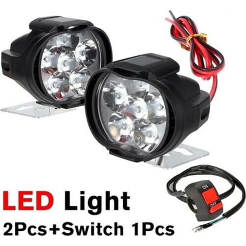 2/1pcs For Motorcycles Headlight White Super Bright 6LED Working Spot Light Motorbike Fog Lamp 1500LM LED Scooters Spotlight