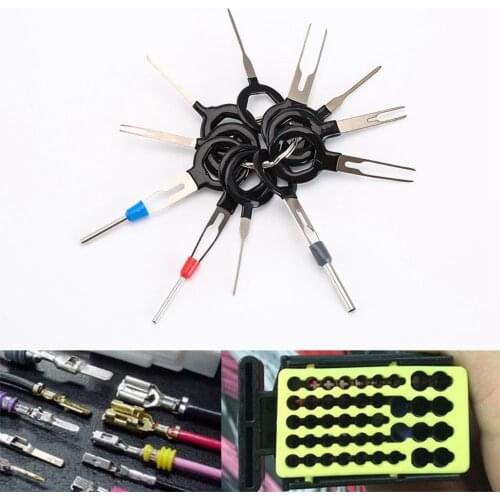 HHO-11PCS Auto Car Plug Circuit Board Wire Harness Terminal Extraction Pick Connector Crimp Pin Back Needle Remove Tool Set