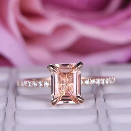 Exquisite Square Rose Gold Crystal Zircon Rings for Women Wedding Bridal Finger Ring Simple Design Engagement Gift Jewelry