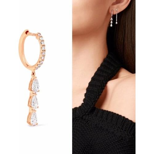 Classic Luxury Wedding Charm Jewelry Elegant CZ Crystal tear drop Pearl Earings For Women Engagement Gift