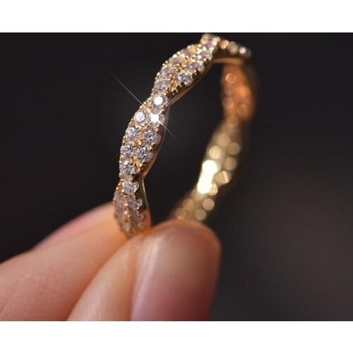 Druzy Rose Gold White Zircon Cross Ring Bride Wedding Band Dainty Engagement Ring Silver Color Shine Brilliant Ring Jewelry Gift