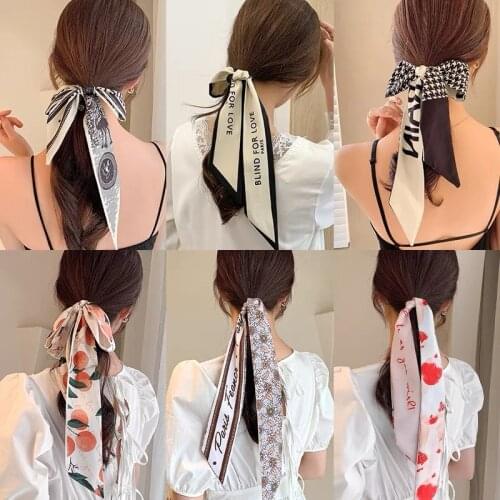 Korean version of the silk scarf hairband cute hair accessory net red ins wind bow ribbon hairband bow bow tie hairband