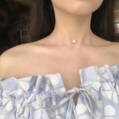 Korean Transparent Invisible Fishing Line Chokers Chic 8mm imitation Pearl Collars Girls Wedding Party Jewelry gift For Women