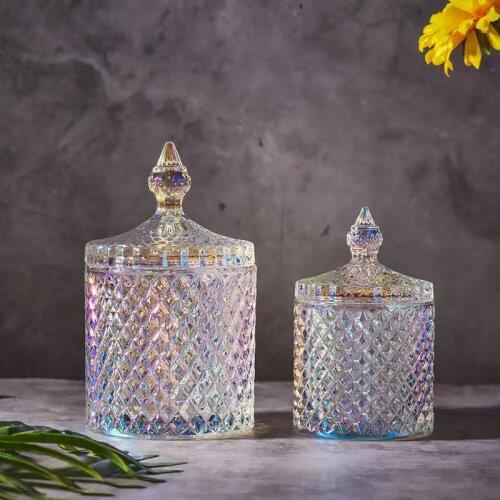 European style colored crystal glass storage box 600ML crystal glass pen holder candy box cotton swab box household storage