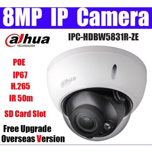 Dahua Genuine IPC-HDBW5831R-ZE 8MP IR Dome Network Camera H.265 POE SD Card slot Replace IPC-HDBW5830R-Z IP Camera