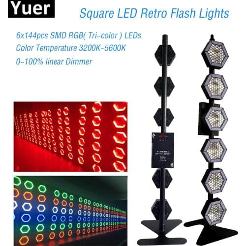 Square LED Retro Flash Lights 6x144pcs SMD RGB Stage Light 800W Party Lamp For Birthday Party DJ Concert Decorative Lamp