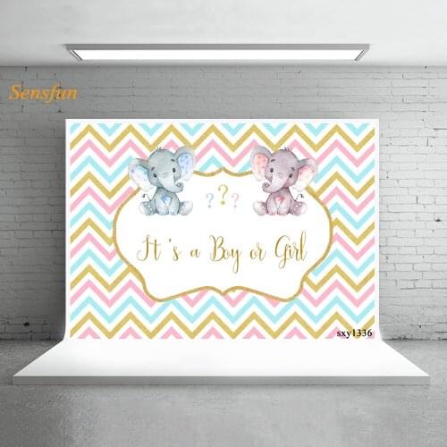 LEVOO Photography Background Gender Reveal Newborn Elephant Chevron Stripes Photo Backdrop Photo Studio Props Photophone Vinyl