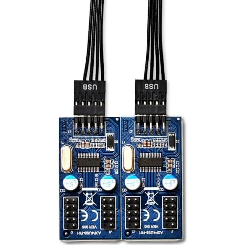 Motherboard USB Pin One Point Two DuPont Sub-wiring Motherboard USB2.0 9PIN to Dual 9PIN Interface One Point Four