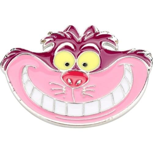 MQCHUN Cartoon Cat Cute Jewelry Brooches Alice Enamel Pins Brooch Metal Smile Cat Brooch Pins For Christmas Gift