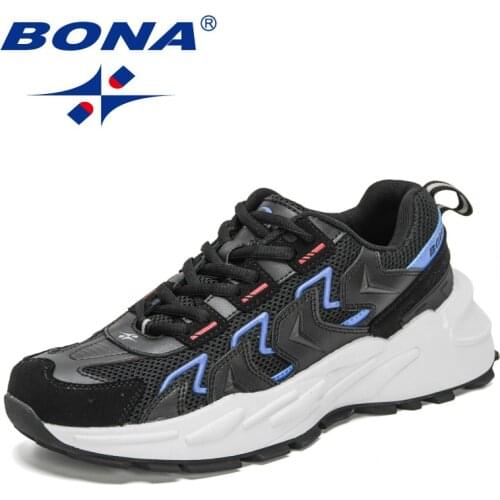 BONA 2021 New Designers Running Shoes Men Sports Shoes Non-Slip Lace-Up Brand Sneakers Man Walking Jogging Footwear Mansculino