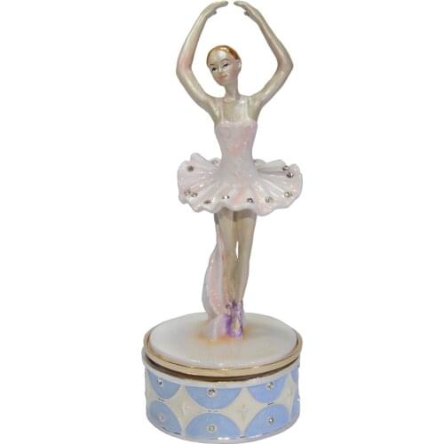 Dancing Pewter Enamel Ballerina Music Box birthday/Valentines/Christmas/New year gift