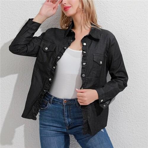 2021 New Winter And Autumn Jackets Fashion Top Womens Soil Slim Long-sleeved Large Size Denim Shirt Long-sleeved Thin Coat
