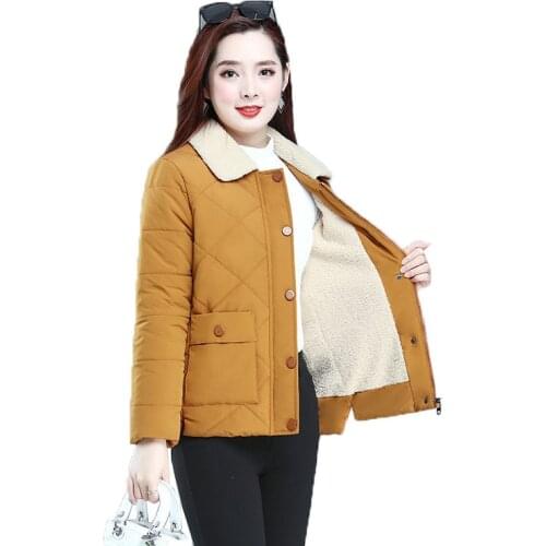 Autumn Winter Women' Coat Middle-aged Elderly Fashion Jacket New Style Overcoat Casual Tops Lamb Wool Lining Overcoat 5XLC1009