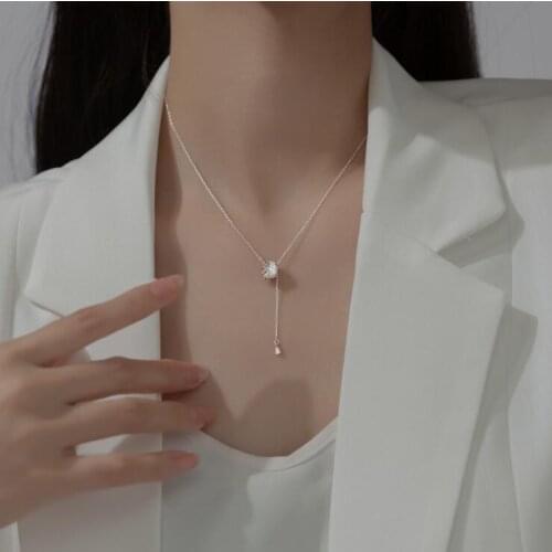 Silver Necklaces 925 Sterling Silver Pendants Necklaces with Cubic Zirconia Fashion Style