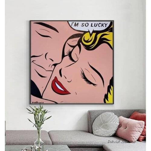 Popular Art Acrylicb Painting on Canvas Kiss Me Baby 00% Oil Painting On Canvas For Bedroom Wall Decoration
