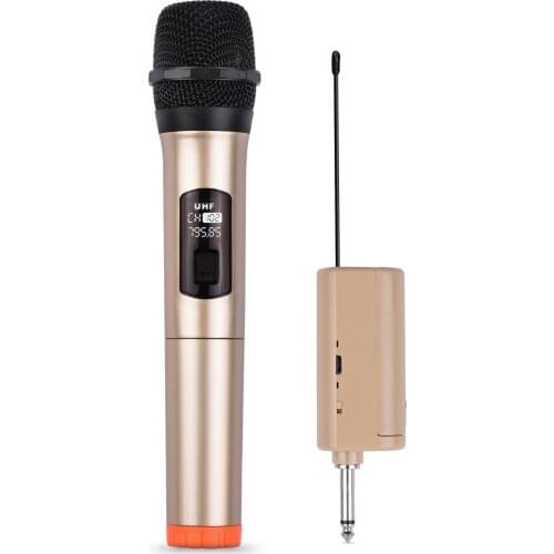 Handheld Wireless Microphone UHF Dynamic Mic with Portable Mini Receiver 6.35mm Plug Compatible with Speaker Karaoke System Home