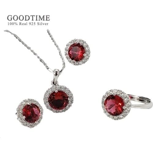 Luxury Crystal Jewelry Set Pure 925 Sterling Silver Zircon Necklace Earrings Ring Fashion 3 Pieces Set For Bride Wedding Party