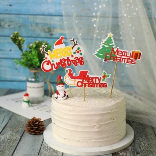 Merry Christmas Tree Arched Cake Topper Party Supplies Snowman Santa Decoration Baby Bath Home Decor