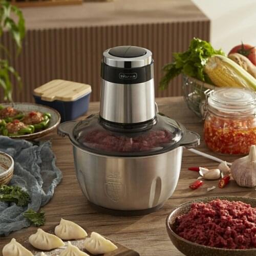 Bear 220V Meat Grinder Household 2.5L Electric Stainless Steel Multi-function Small Cooking Mixer Minced Meat Filling Machin