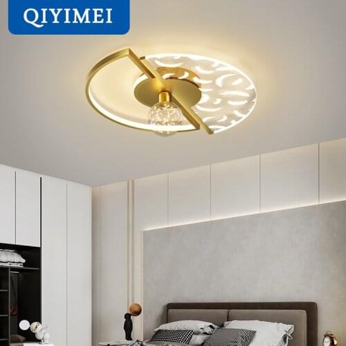 Modern Chandelier Flush Mount For Bedroom Hallway Kitchen Living Room Gold Black with bulbs indoor Lighting Dimmable Lamps