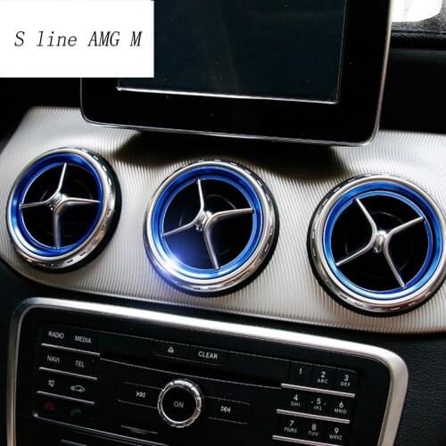 Car styling Car AC Outlet Ring Decoration Air Conditioning Vents Trim Sticker Cover For Mercedes Benz GLA CLA A Class C117 X156