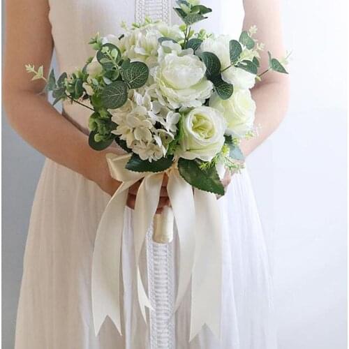 Perfectlifeoh wedding flowers Wedding Bride Bouquet Hand Tied Flower Decoration Holiday Party Supplies