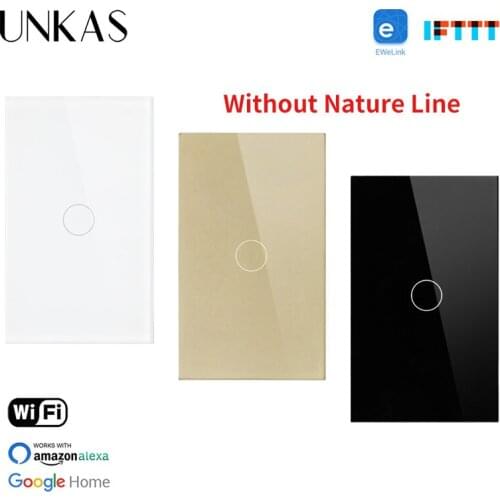 UNKAS US Standard 1 Gang Wall Touch Switch Ewelink APP Control By Mobile PhoneSmart Single Fire Line WIFI Light Switch