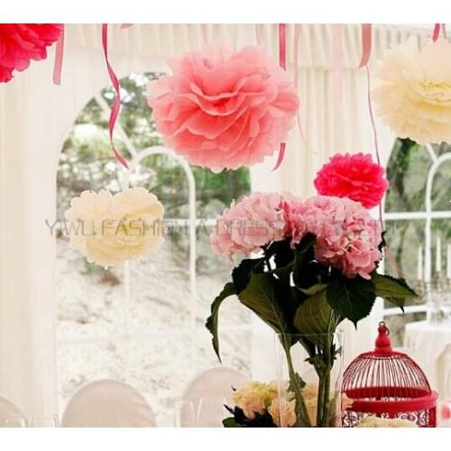 29 Colors available!! Large size paper pom pom flower wedding decoration 20"(50cm) 2piece/lot tissue paper rose ball garlands