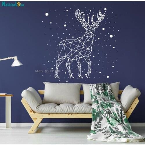 Lovely Deer Wall Sticker Elf In The Forest Home Decor Stars Constellation Decor Nursery Vinyl Nebula Murals Waterproof YT3661