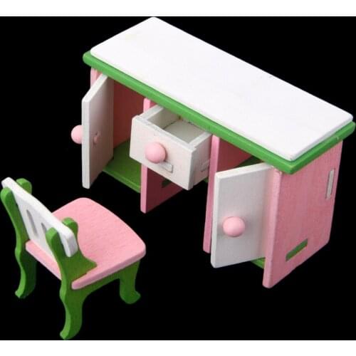 1:12 Dollhouse Furniture Miniature Bedroom Accessories Set 4PCS Wood Set